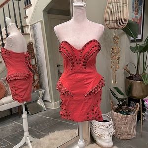 CORAL STUDDED DRESS